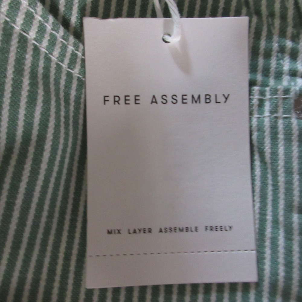 FREE ASSEMBLY Relaxed Fit Carpenter Jeans Sz 14 Green & White Striped Denim NWT - Picture 8 of 16